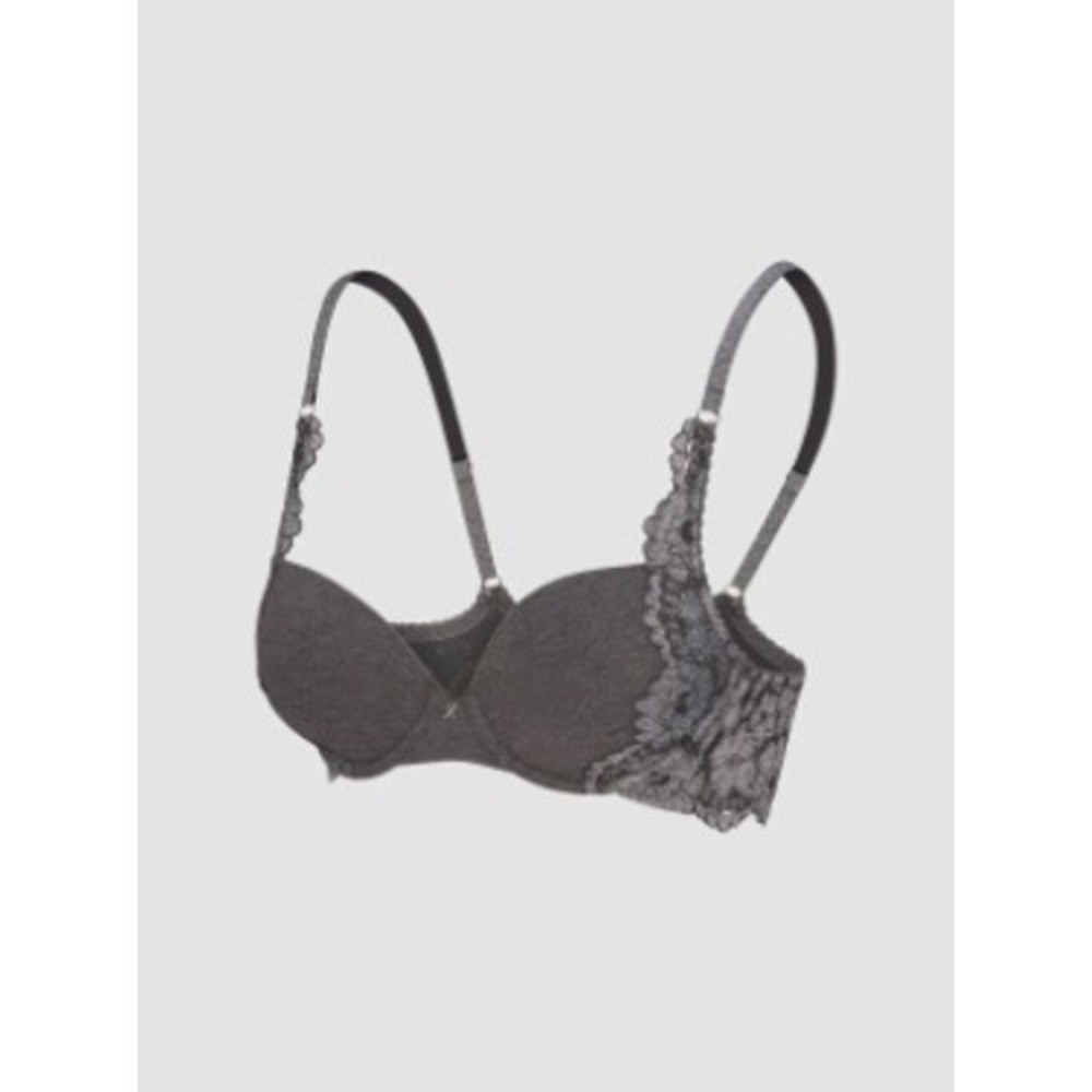 Savage X Fenty Playdate Lace Padded Demi Bra Night Gram Grey 44D